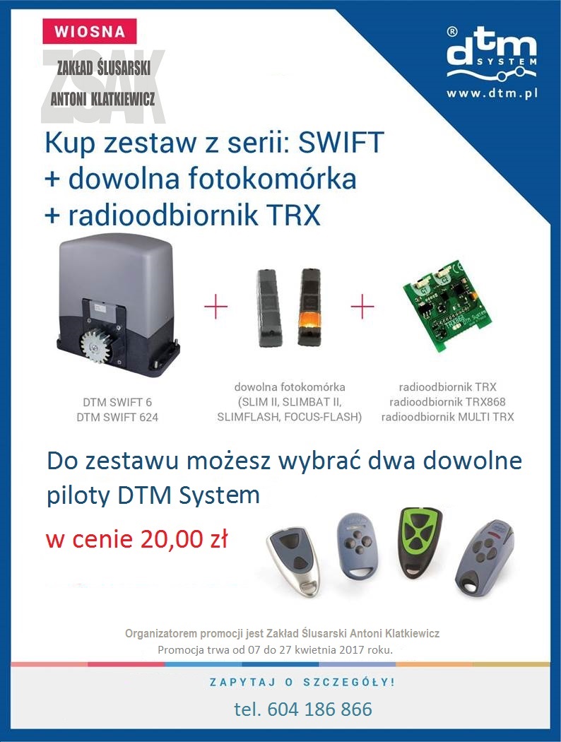 Promocja wiosenna zestawu SWIFT firmy DTM System.